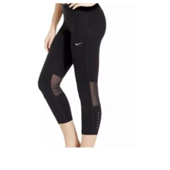 Nike Women's Epic Run Tight Fit Black Crop Pants 872066-011 Size Small - Picture 1 of 16
